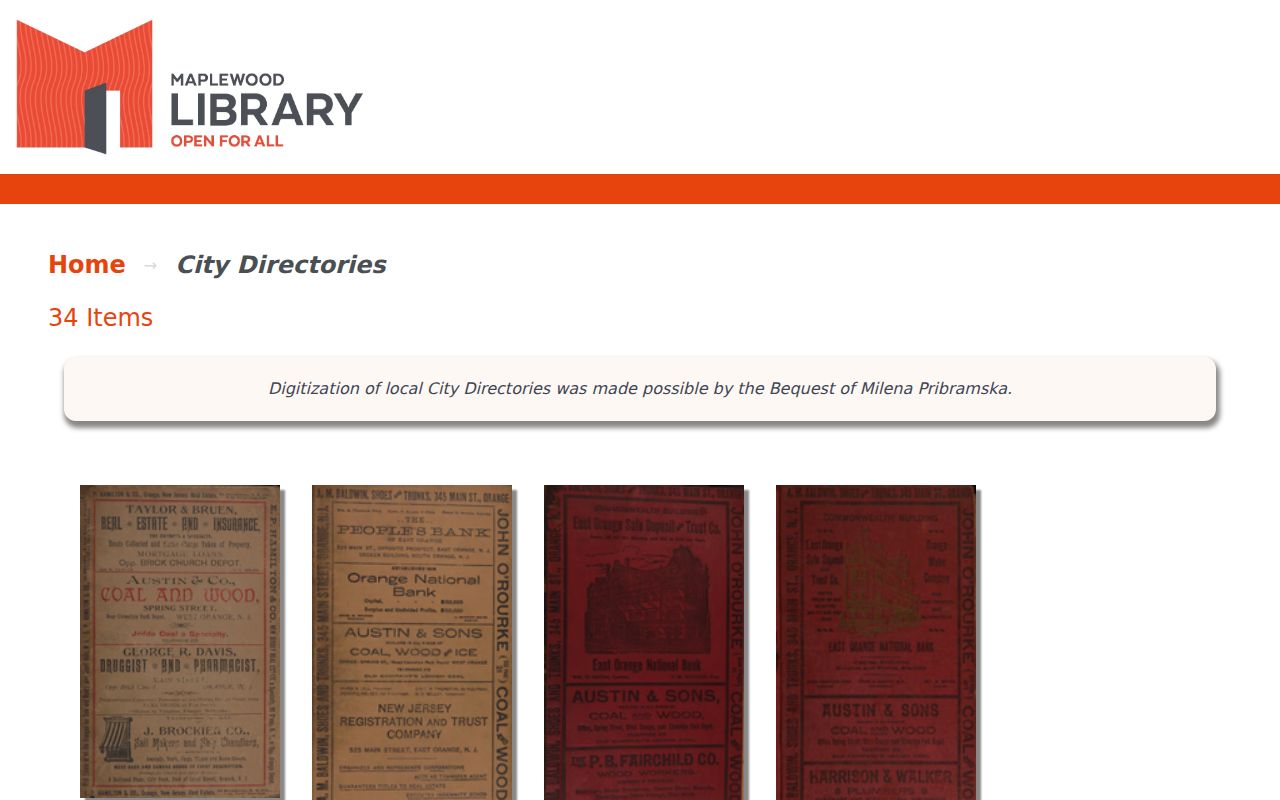 Maplewood city directory collection years from the digital archive