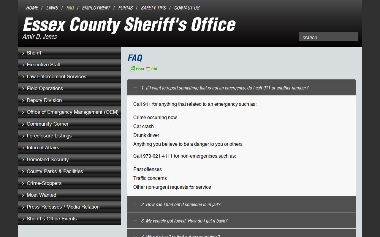 Maplewood residents directory Essex County jail status contact